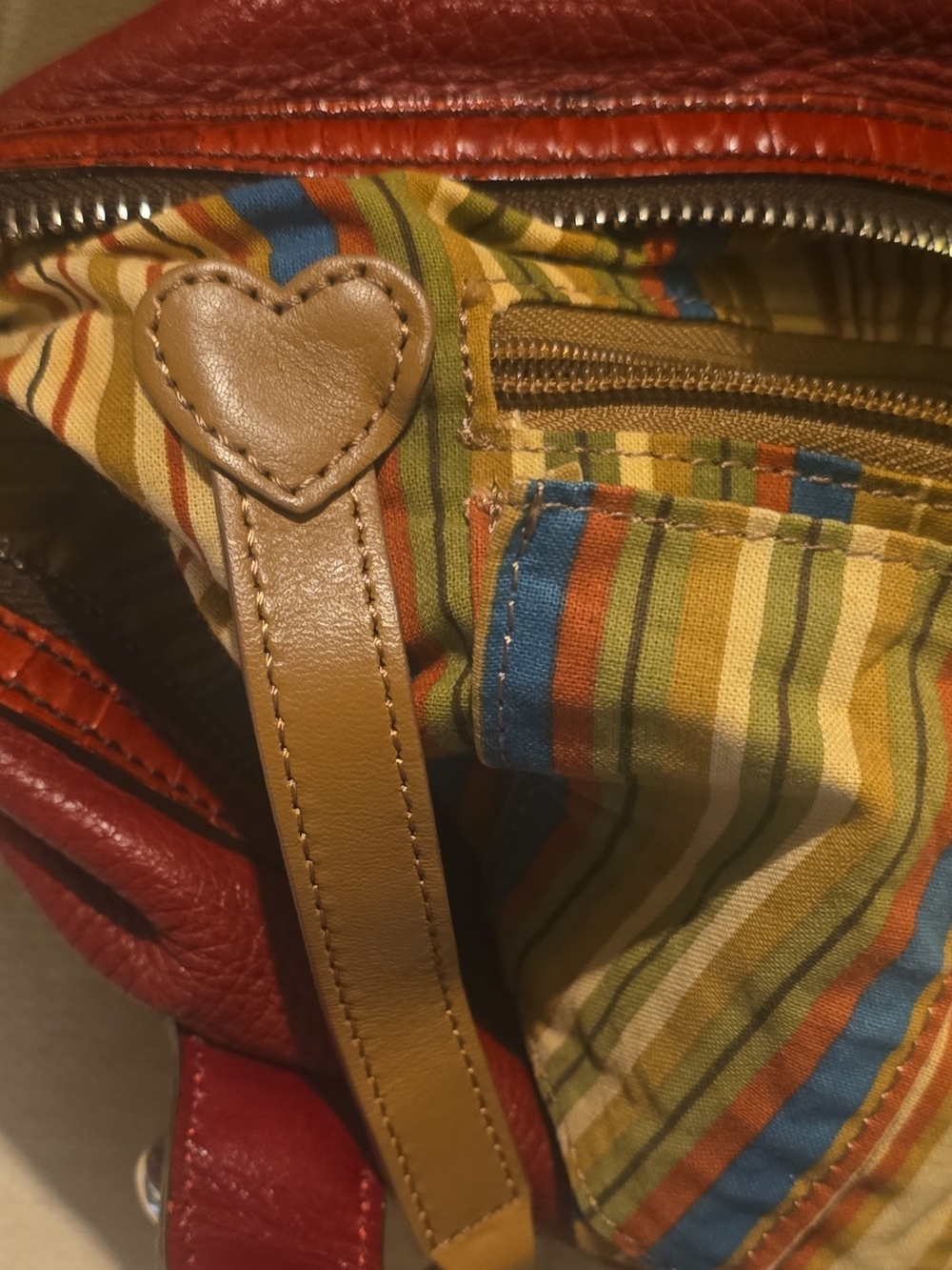 Brighton Red Pebbled Leather Satchel Shoulder Bag Braided Straps Silver Accents - Picture 12 of 16